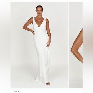 MESHKI Amanza Maxi Dress With Cowl Back—White, Size L